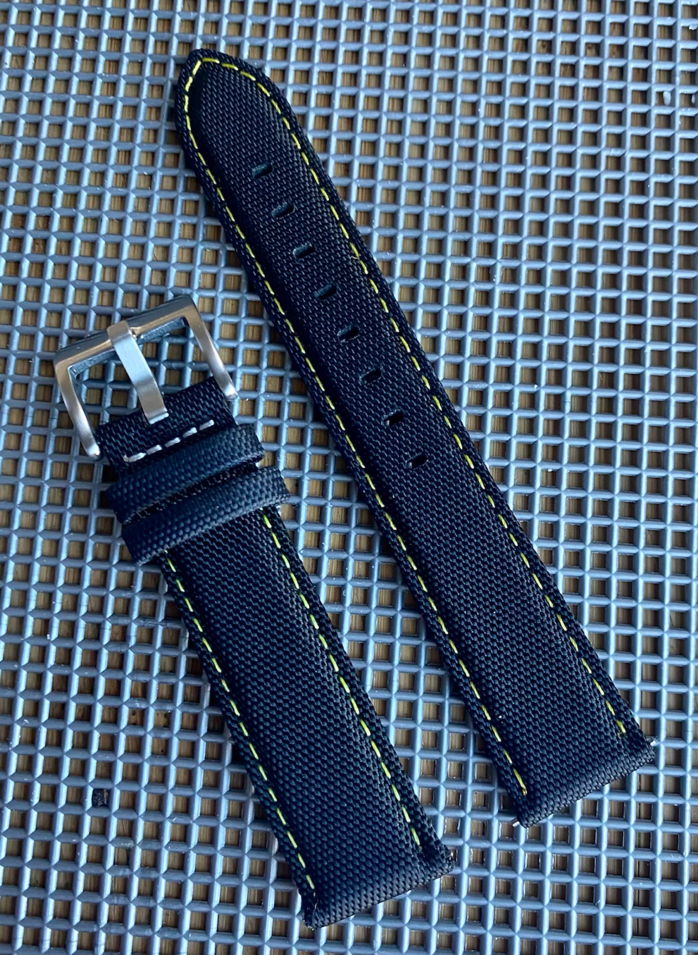 Thumbnail: BLACK sailcloth strap YELLOW stitch