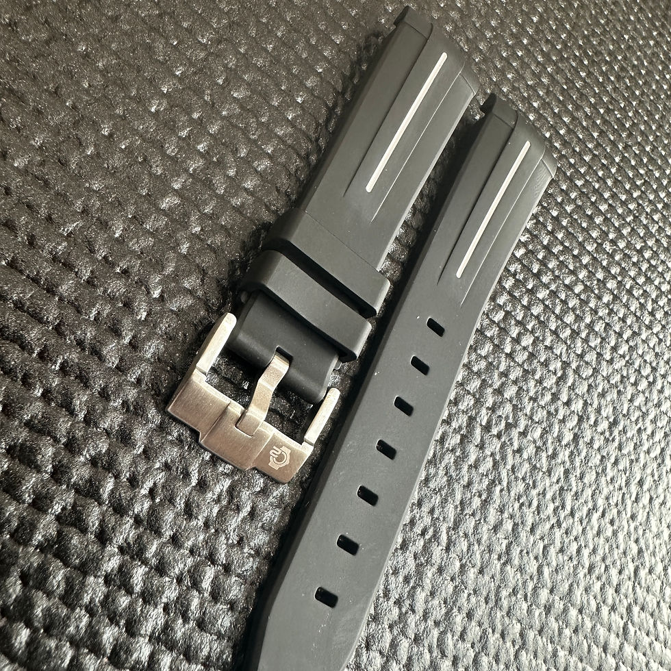 Thumbnail: 20mm BLACK FKM Caoutchouc rubber Strap band Fits some Seiko Watches WHITE Stripe