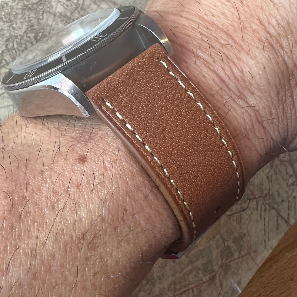Thumbnail: Italian Full Grain dark Brown leather tan arirch
