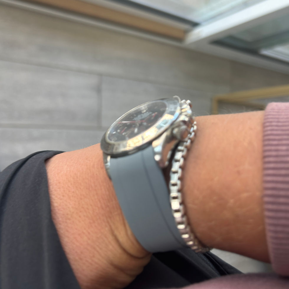 Thumbnail: 20mm GRAY Vulcanized Caoutchouc rubber Strap Long Rolex DAYTONA