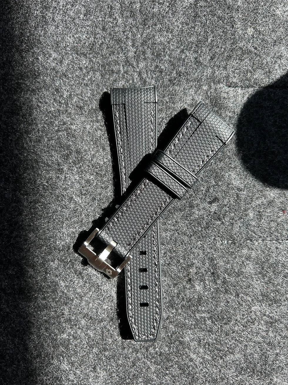 Thumbnail: 22mm BLACK Rubber Sailcloth BLACK Stitch Rolex Sea-Dweller