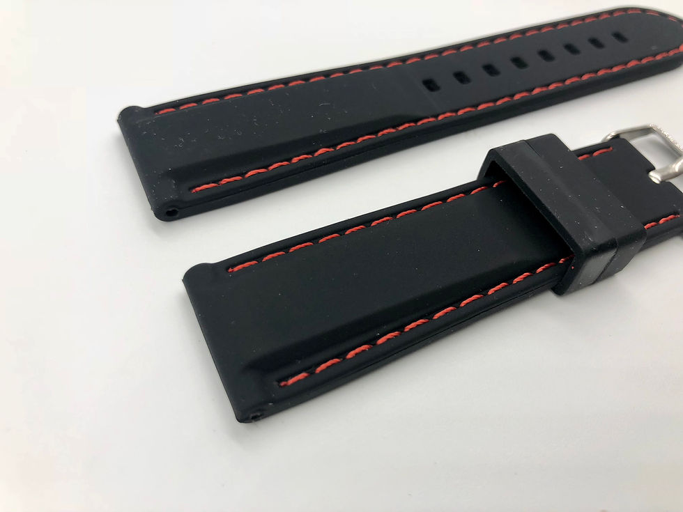 Thumbnail: Black Rubber Strap RED Stitching