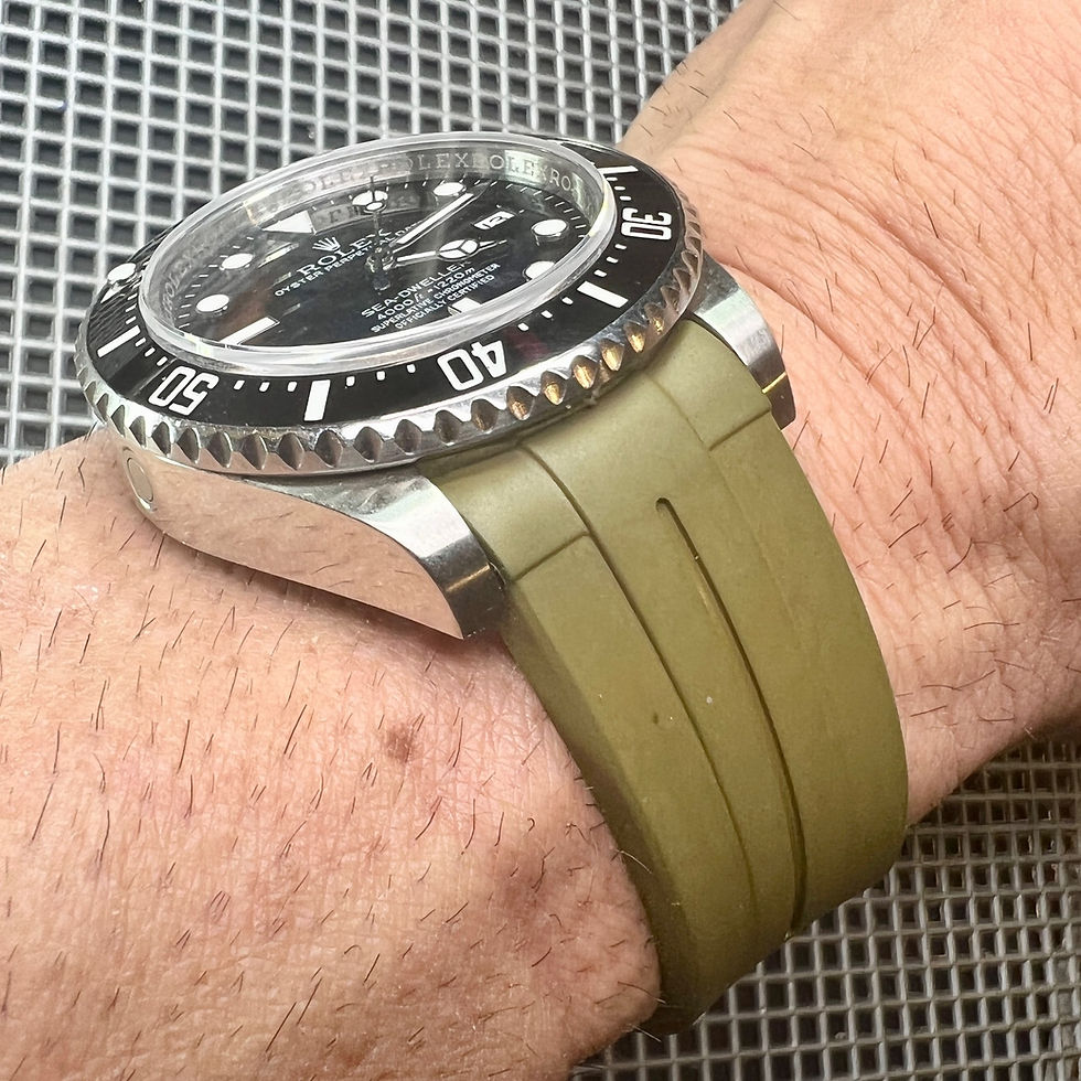 Thumbnail: 20mm Crocodile GREEN Vulcanized rubber strap for Rolex watches