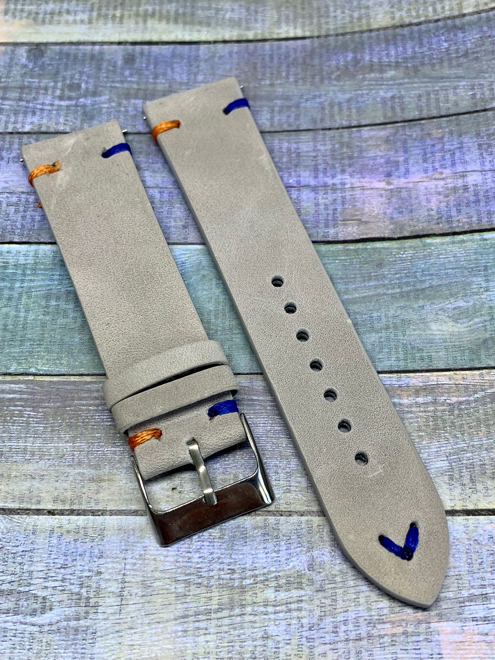 Thumbnail: QR - Vintage Leather - Hand Made Gray Grey Strap
