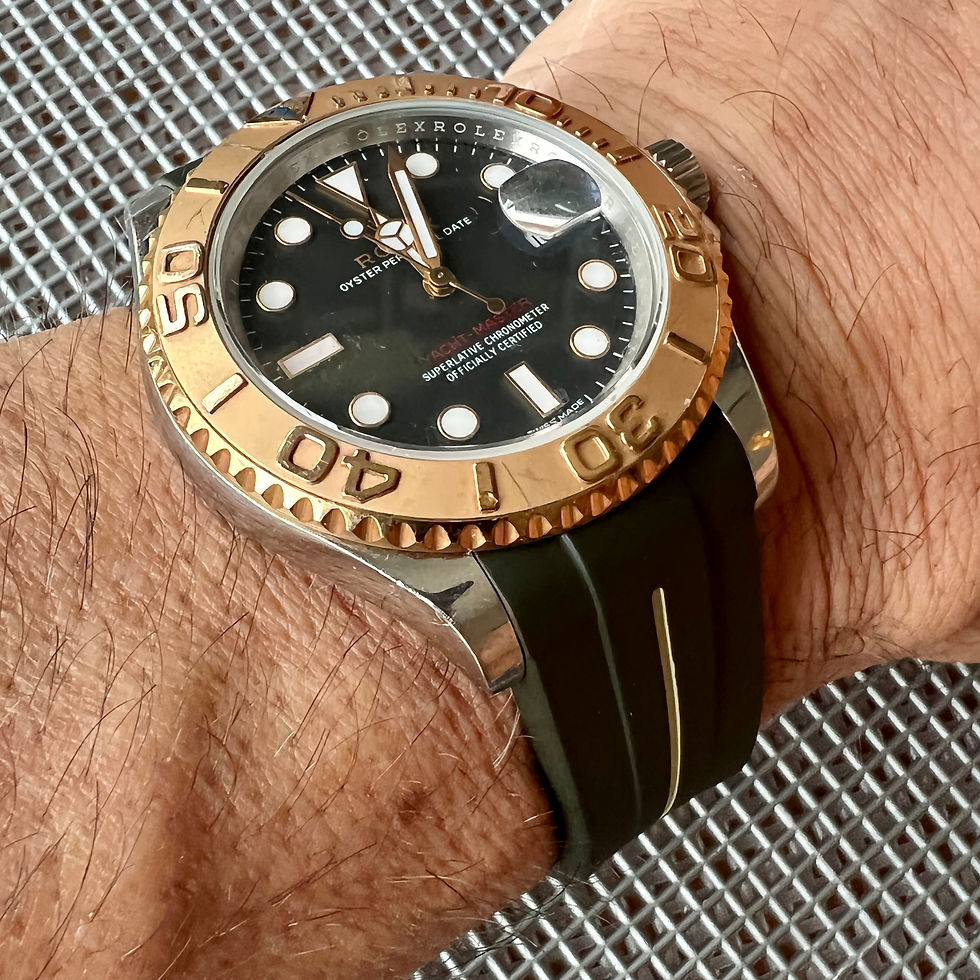 Thumbnail: 20mm DARK OLIVE GREEN rubber strap for Rolex watches TAN