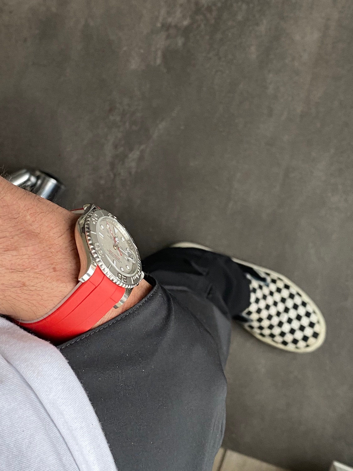 20mm RED/GRAY Vulcanized Rubber strap for yachtmaster