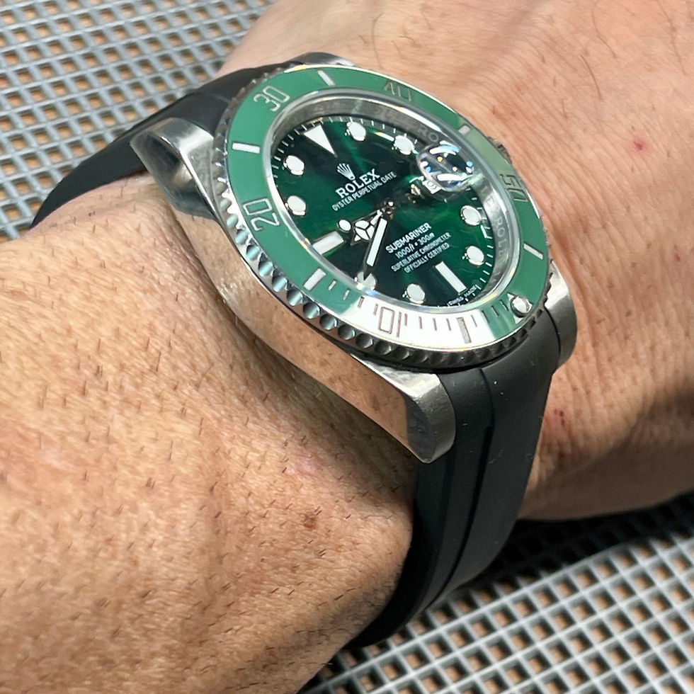 Thumbnail: 20mm BLACK Caouthouc Rubber Vulcanized strap for Rolex