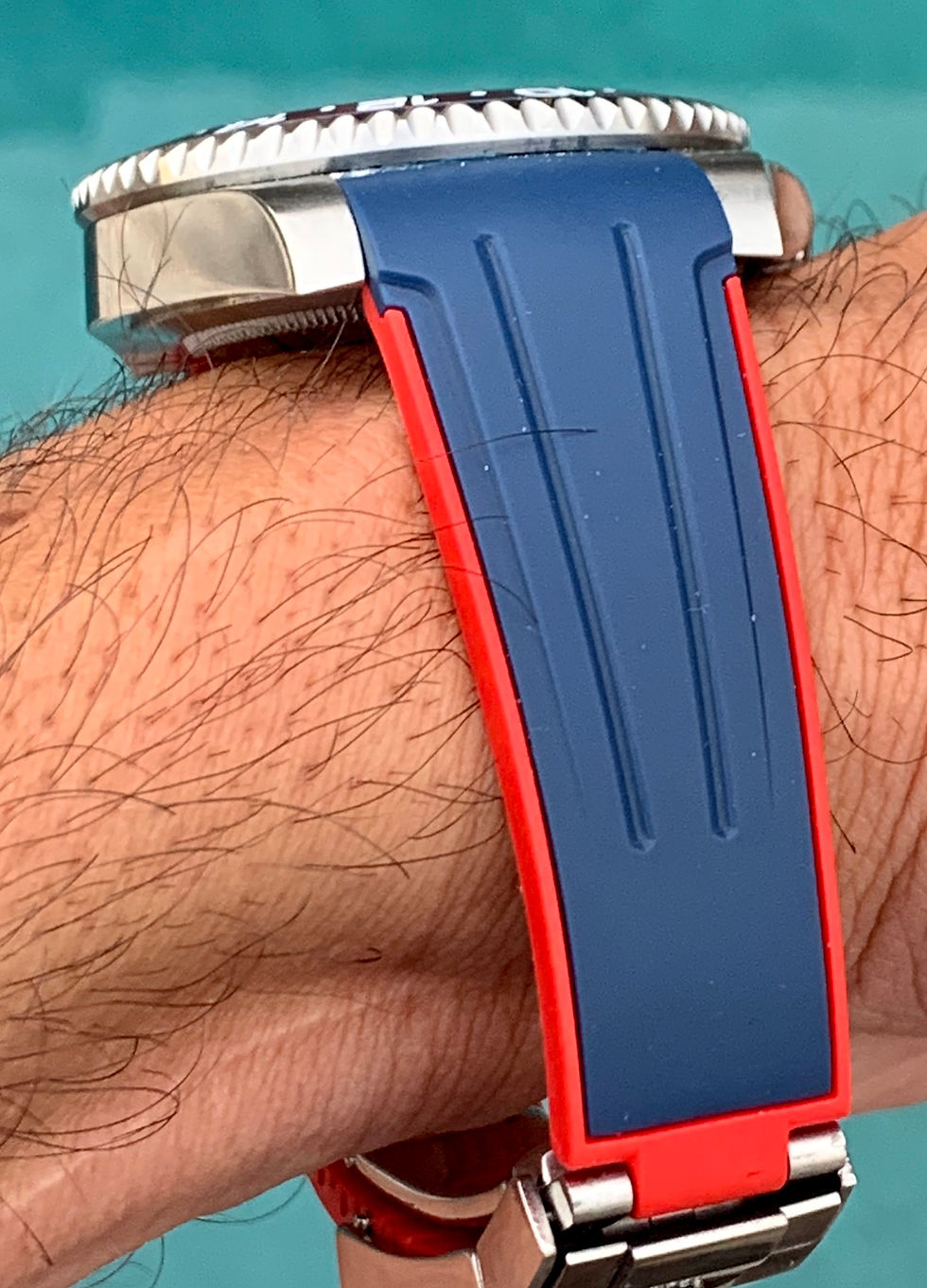 Thumbnail: 20mm Rolex Vulcanized Rubber strap/band BLUE & RED
