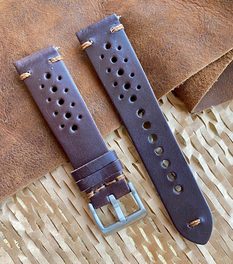 Thumbnail: Dark BROWN Vegetable Tanned Leather BROWN Stitch