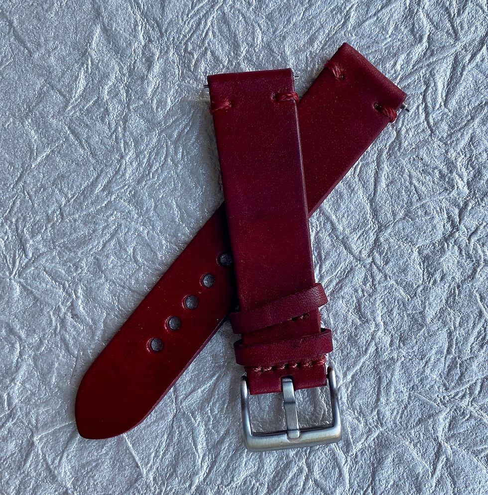 Thumbnail: Blood RED Tuscan leather strap RED Stitch