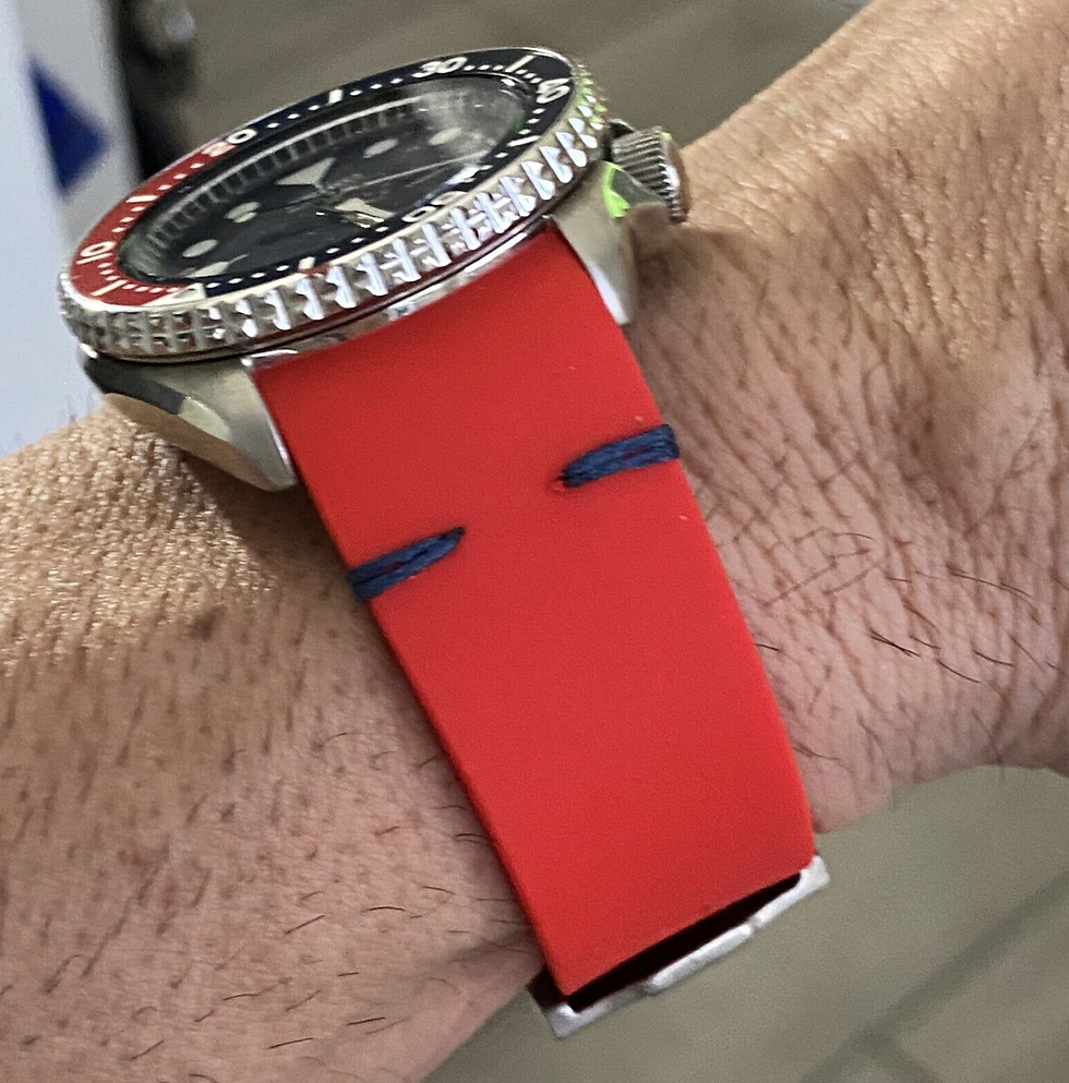RED F Silicone Rubber Strap Fits Seiko Watches With Standard Case & Lugs
