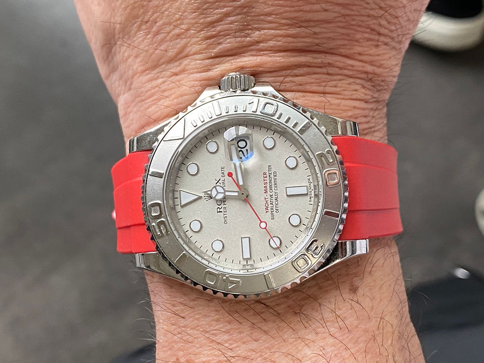 Thumbnail: 20mm RED/GRAY Vulcanized Rubber strap for yachtmaster