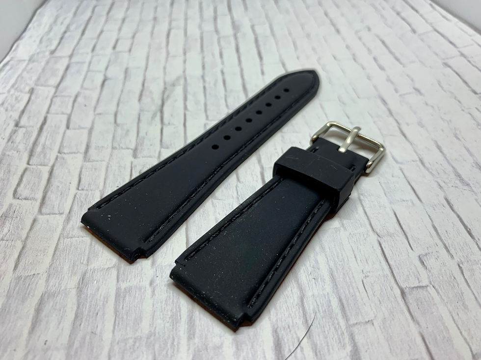 Thumbnail: Black Rubber Flared Strap Black Stitching