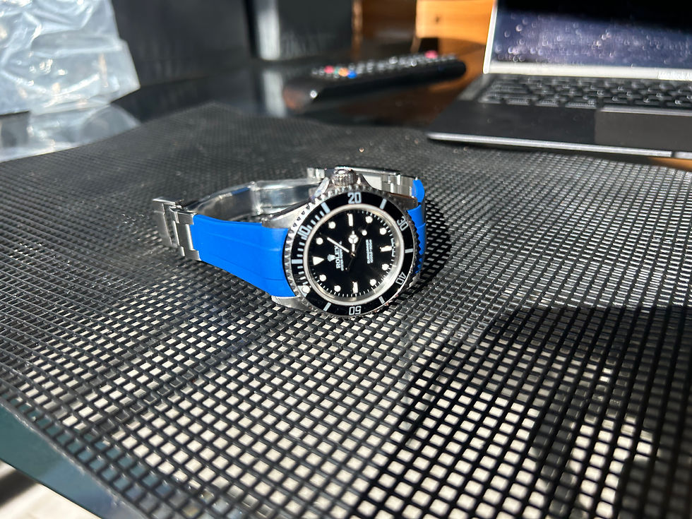 Thumbnail: 20mm Royal BLUE Vulcanized caoutchouc rubber Strap Rolex Submariner Deployment