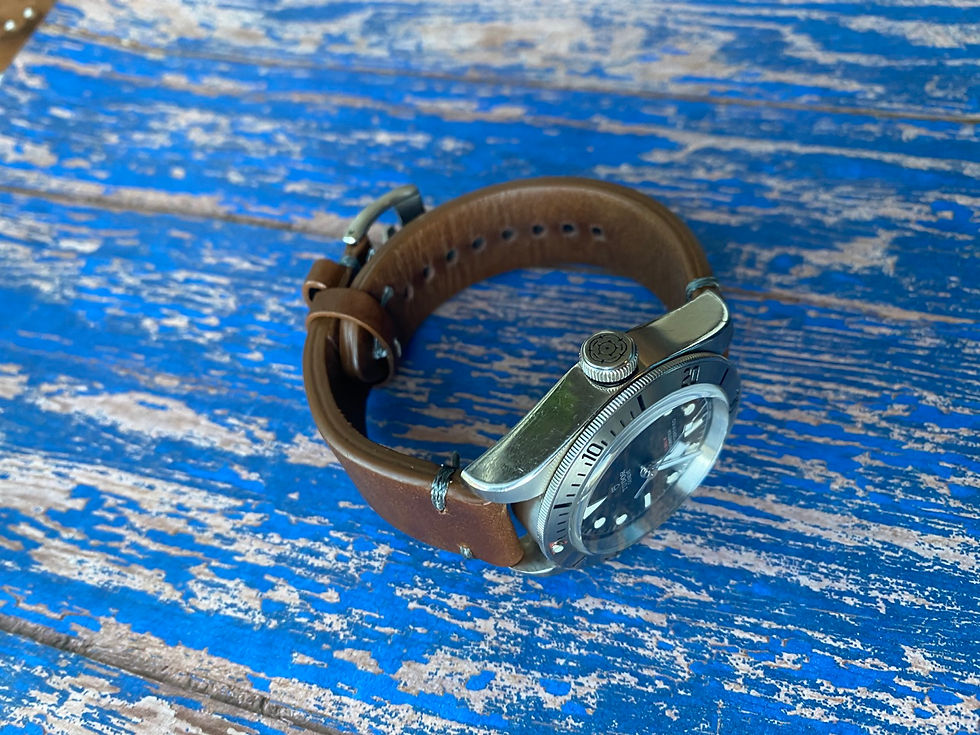 Thumbnail: Dark BROWN vintage leather GRAY stitch