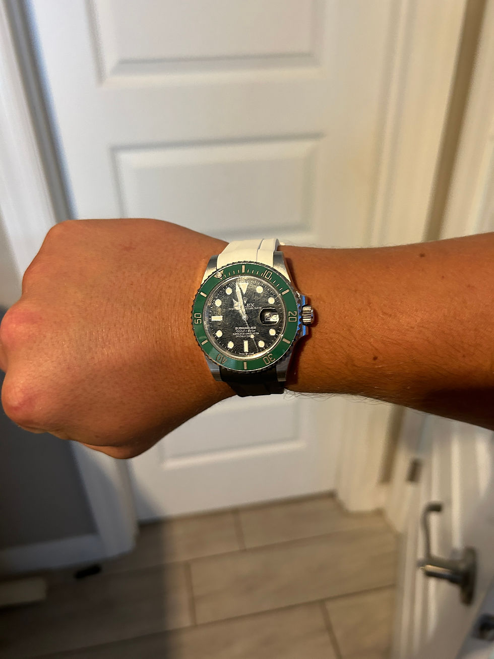 Thumbnail: 21mm WHITE/BLACK Vulcanized Caoutchouc rubber Strap Rolex SUBMARINER