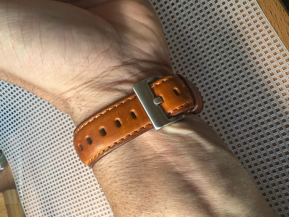 Thumbnail: 20mm lt. BROWN striated Italian leather Rolex strap