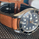 Thumbnail: Waterproof Russet BROWN Leather Watch Strap Rubber Bottom ORANGE Stitch