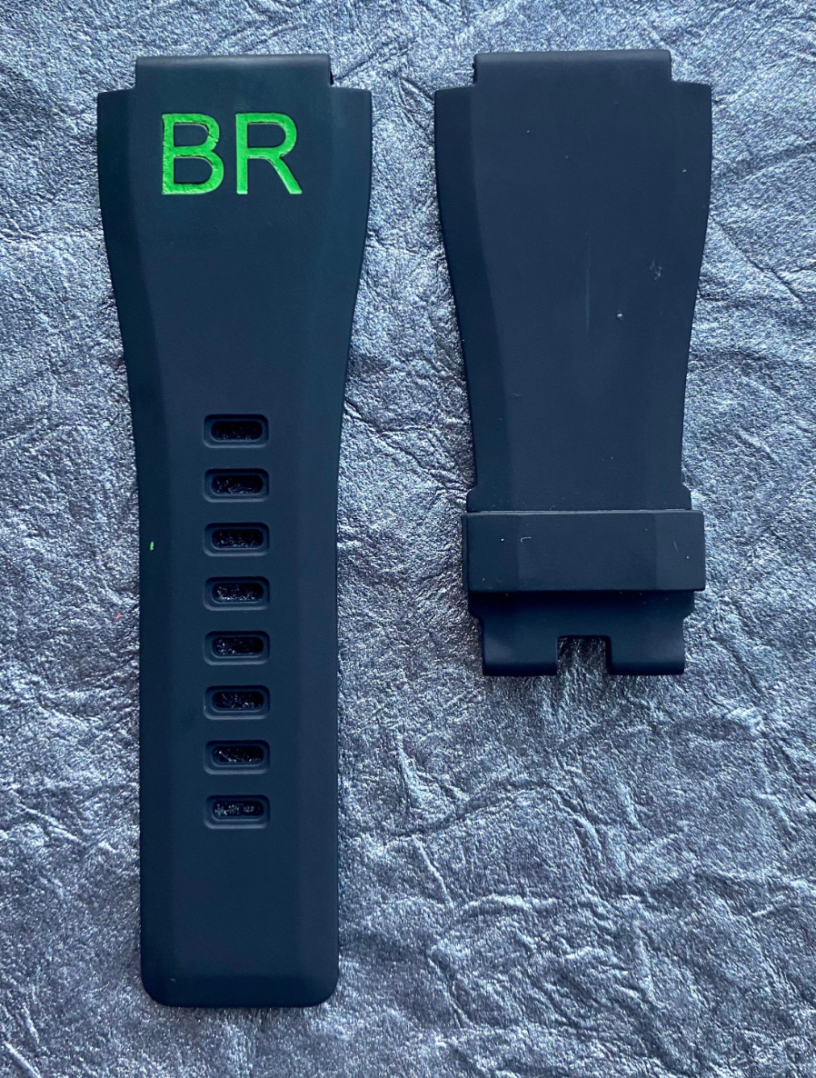 Black Rubber Strap/Band Fits Br01 &Br03 Models GREEN lettering