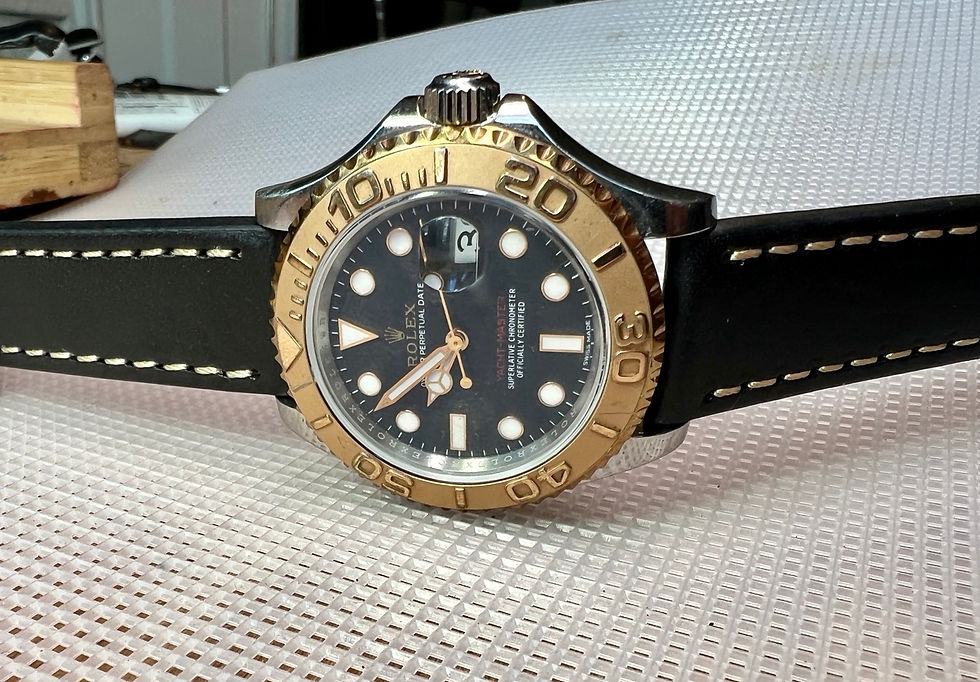 Thumbnail: Full Grain BLACK Crazy horse leather TAN stitch