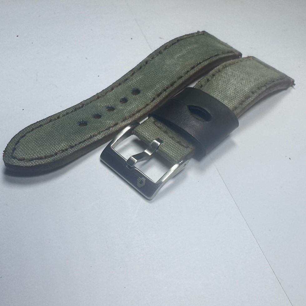 Thumbnail: Aged & Distressed Green Canvas Strap Band Br01 Br03 BROWN