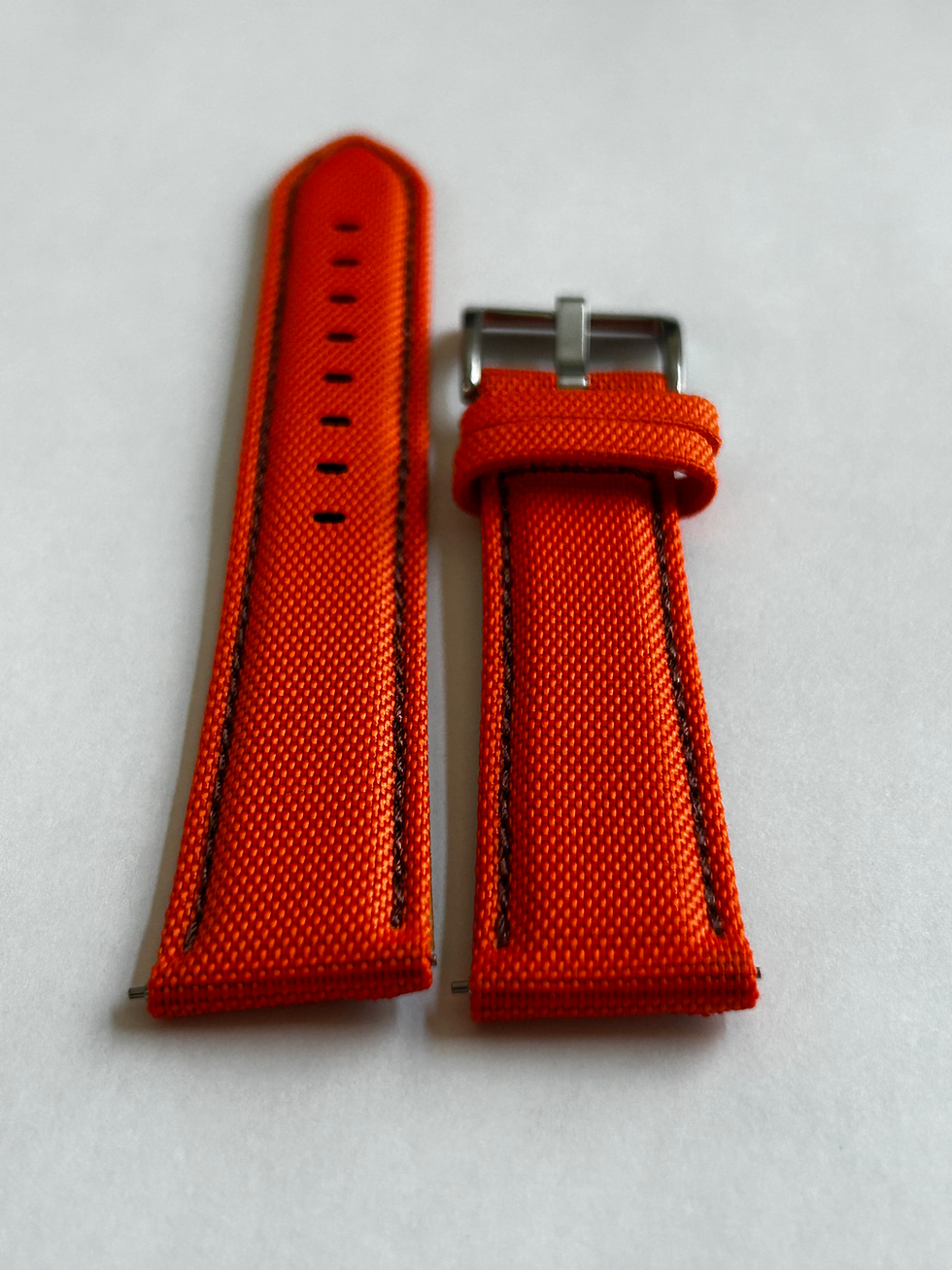 Thumbnail: ORANGE sailcloth &amp; leather strap BROWN stitch