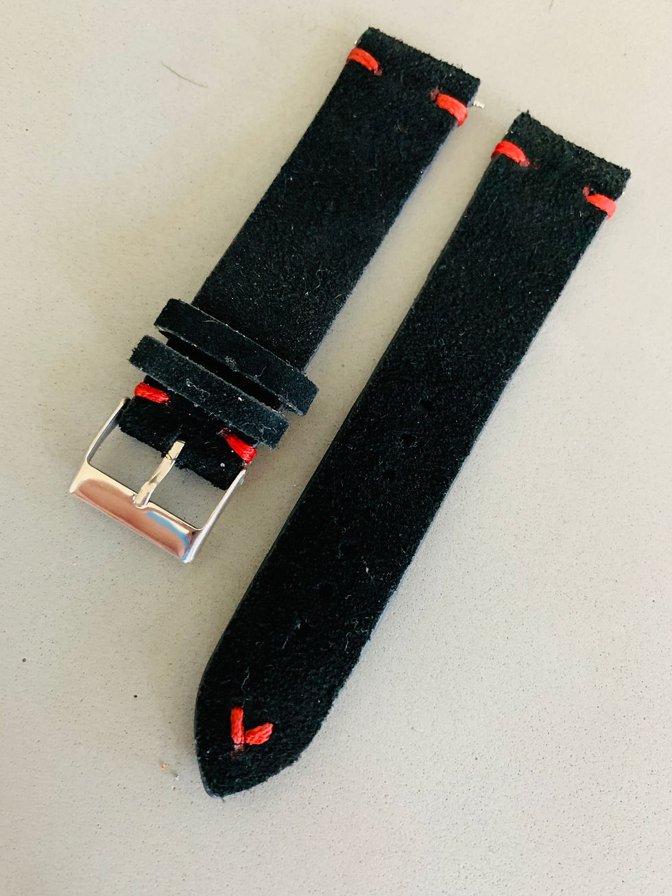 Thumbnail: BLACK suede leather RED stitch