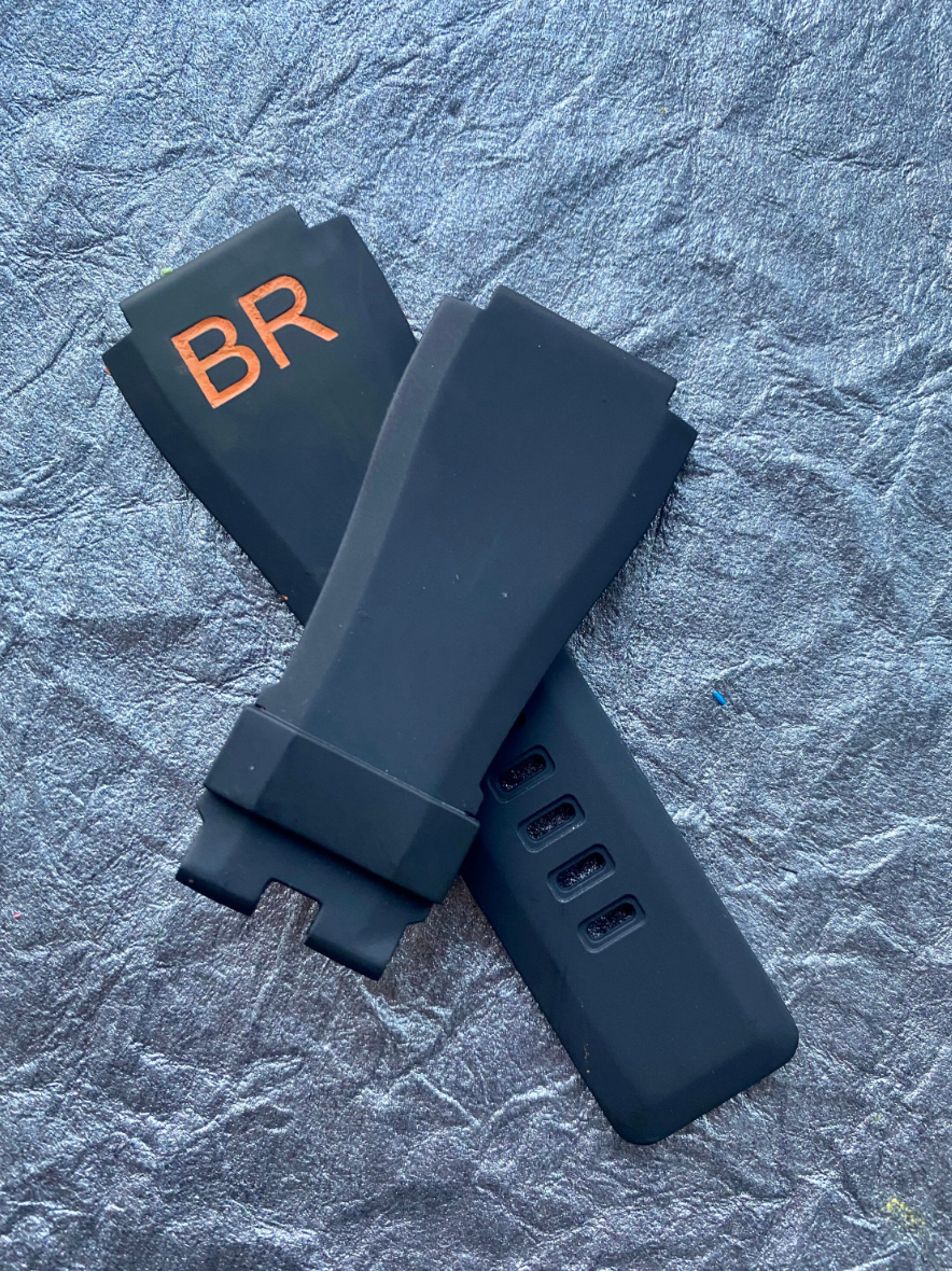 Thumbnail: Black Rubber Strap/Band Fits Br01 &Br03 Models ORANGE lettering