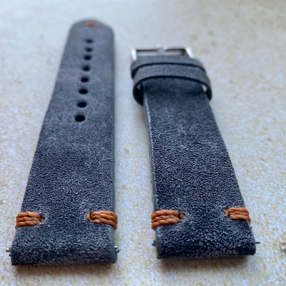 Thumbnail: Thick ADD distressed GRAY suede ORANGE stitch