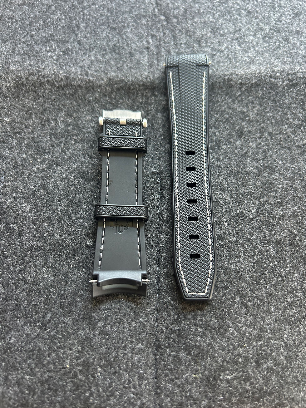 Thumbnail: 22mm BLACK Rubber Sailcloth RED/WHITE Stitch Rolex Sea-Dweller