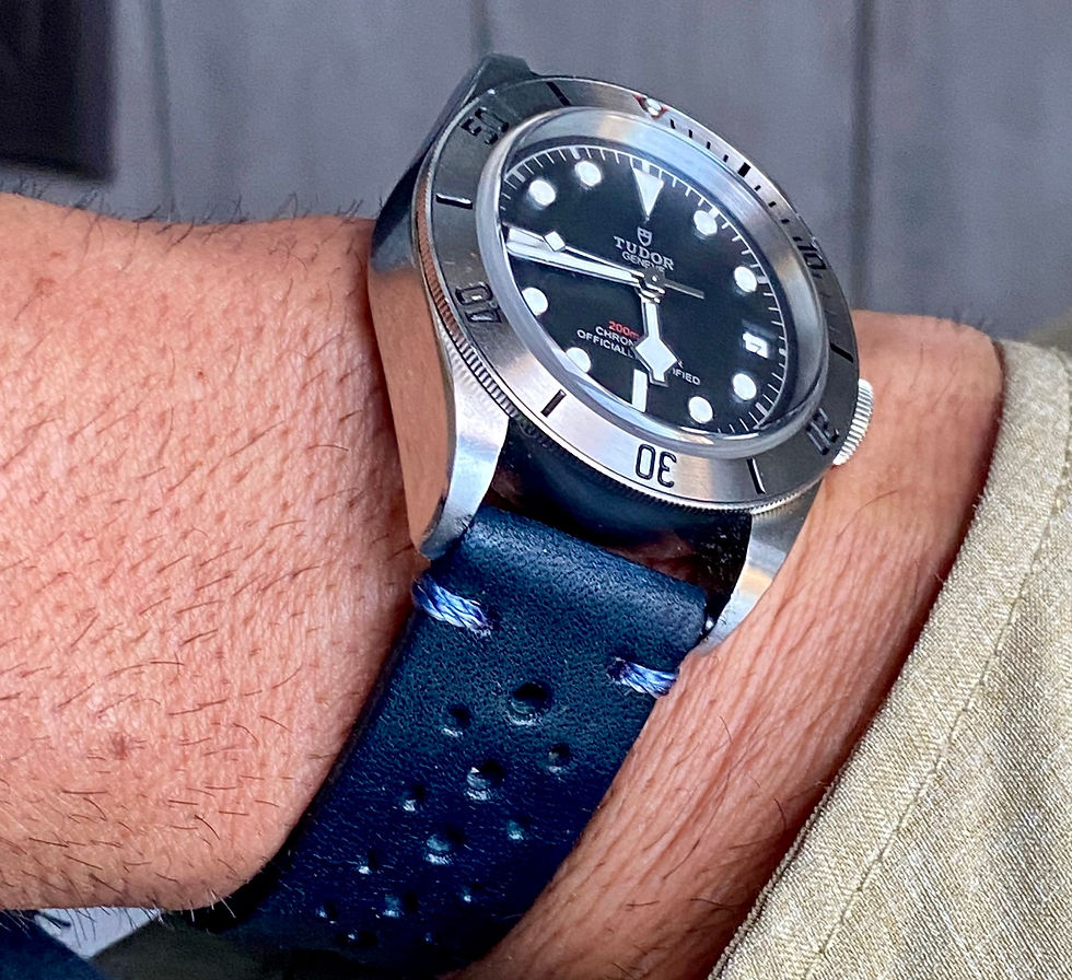 Thumbnail: Midnight BLUE Tuscan leather racing strap BLUE stitch