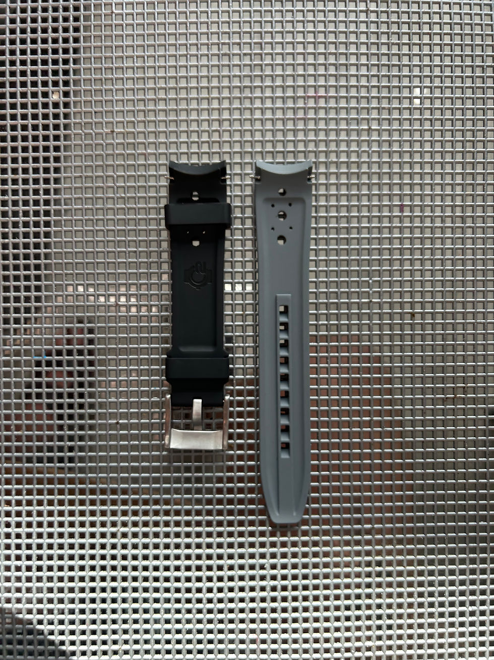 Thumbnail: 20mm BLACK/GRAY Vulcanized Caoutchouc rubber Racing Strap Rolex Milgauss