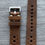 Thumbnail: BROWN Thick, Crazy Horse Leather Racing watch strap - WHITE Stitchin