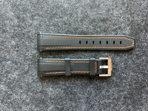 20mm BLACK Rubber Sailcloth ORANGE Stitch 