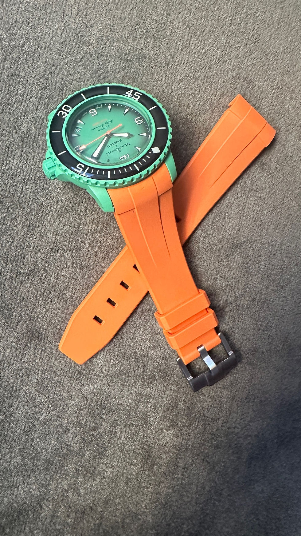 Thumbnail: 22mm ORANGE Caoutchouc Rubber Swatch X Blancpain Bioceramic FIFTY FATHOMS