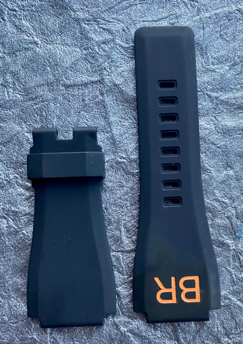 Thumbnail: Black Rubber Strap/Band Fits Br01 &Br03 Models ORANGE lettering