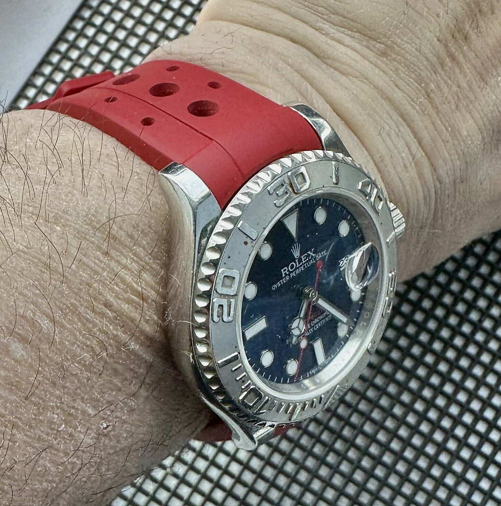 Thumbnail: 20mm RED Vulcanized Caoutchouc rubber Racing Strap Rolex Submariner GMT Watches