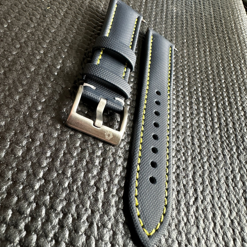 Thumbnail: Navy High Quality Real Sailcloth Waterproof Watch Strap YELLOW Stitch