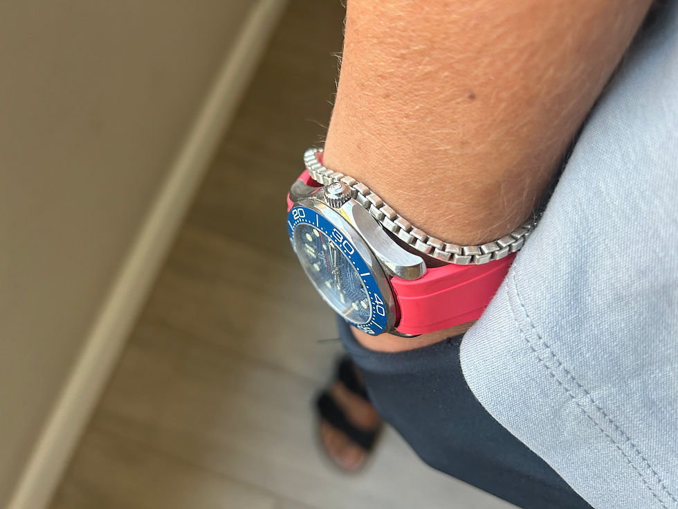 Thumbnail: 20mm RED Vulcanized Caoutchouc rubber Strap Long Omega SEAMASTER