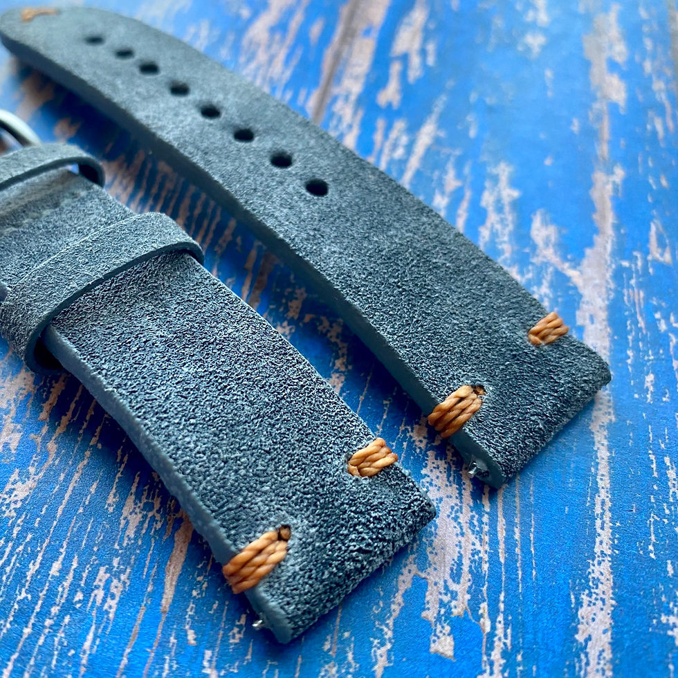 Thumbnail: Thick DDA Distressed GRAY suede leather ORANGE stitch