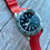Thumbnail: 22mm RED Vulcanized Rubber strap for TUDOR Black Bay watches
