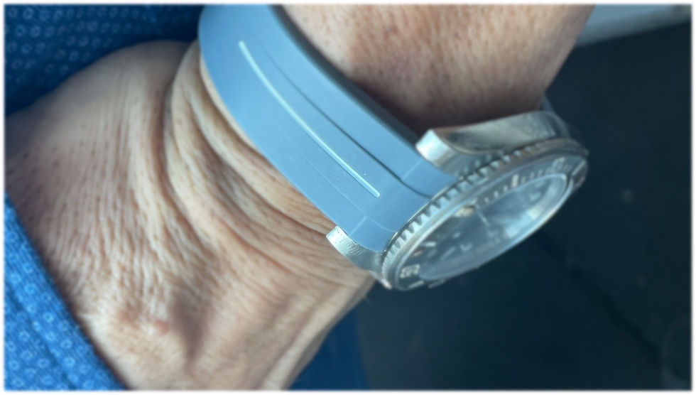 Thumbnail: GRAY Vulcanized Rubber strap WHITE stripe Rolex watches