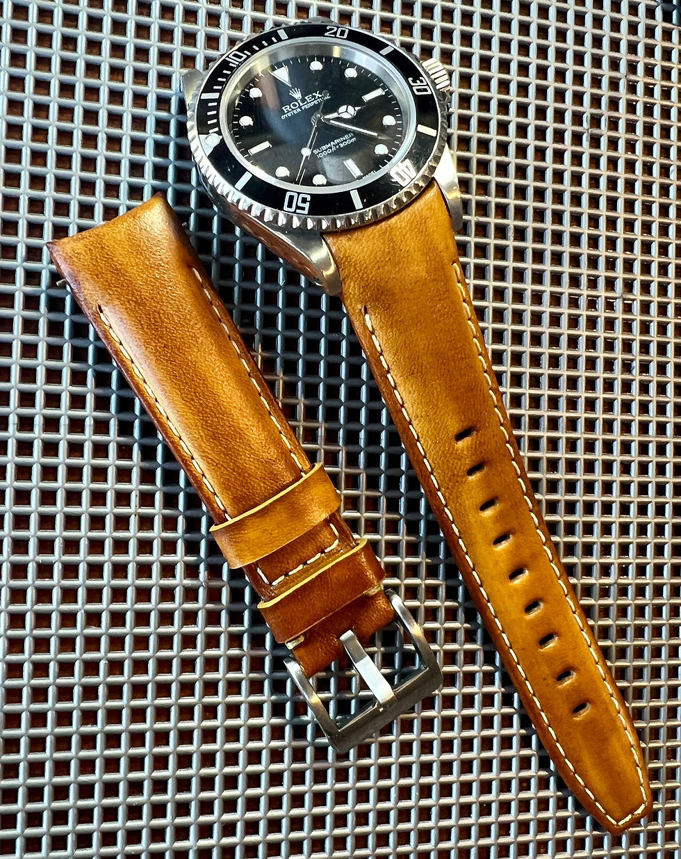Thumbnail: 20mm HONEY Italian Veg tanned leather strap for Rolex watches