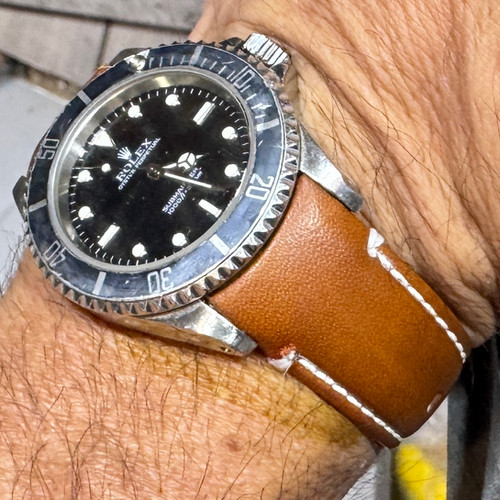 21mm Rolex Leather fitted strap white stitch 42mm Rolex Explorer