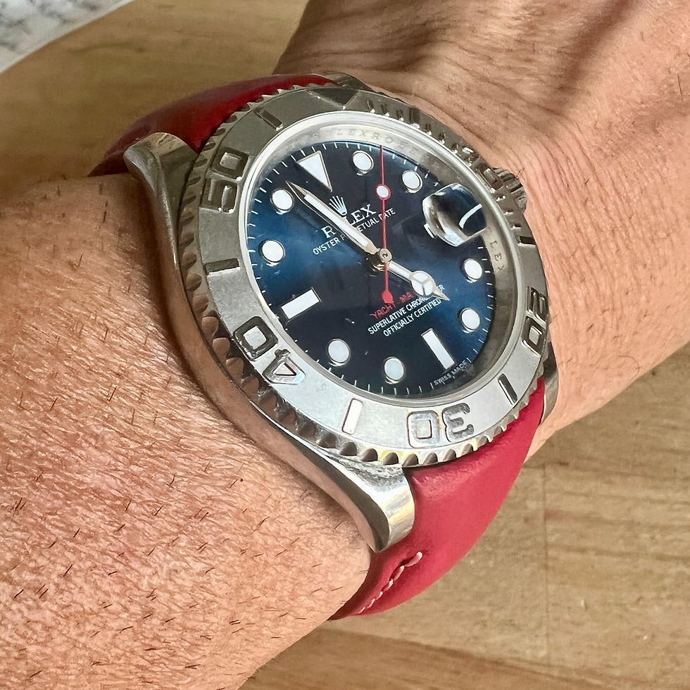Thumbnail: 20mm RED Italian Leather strap for Rolex Watches
