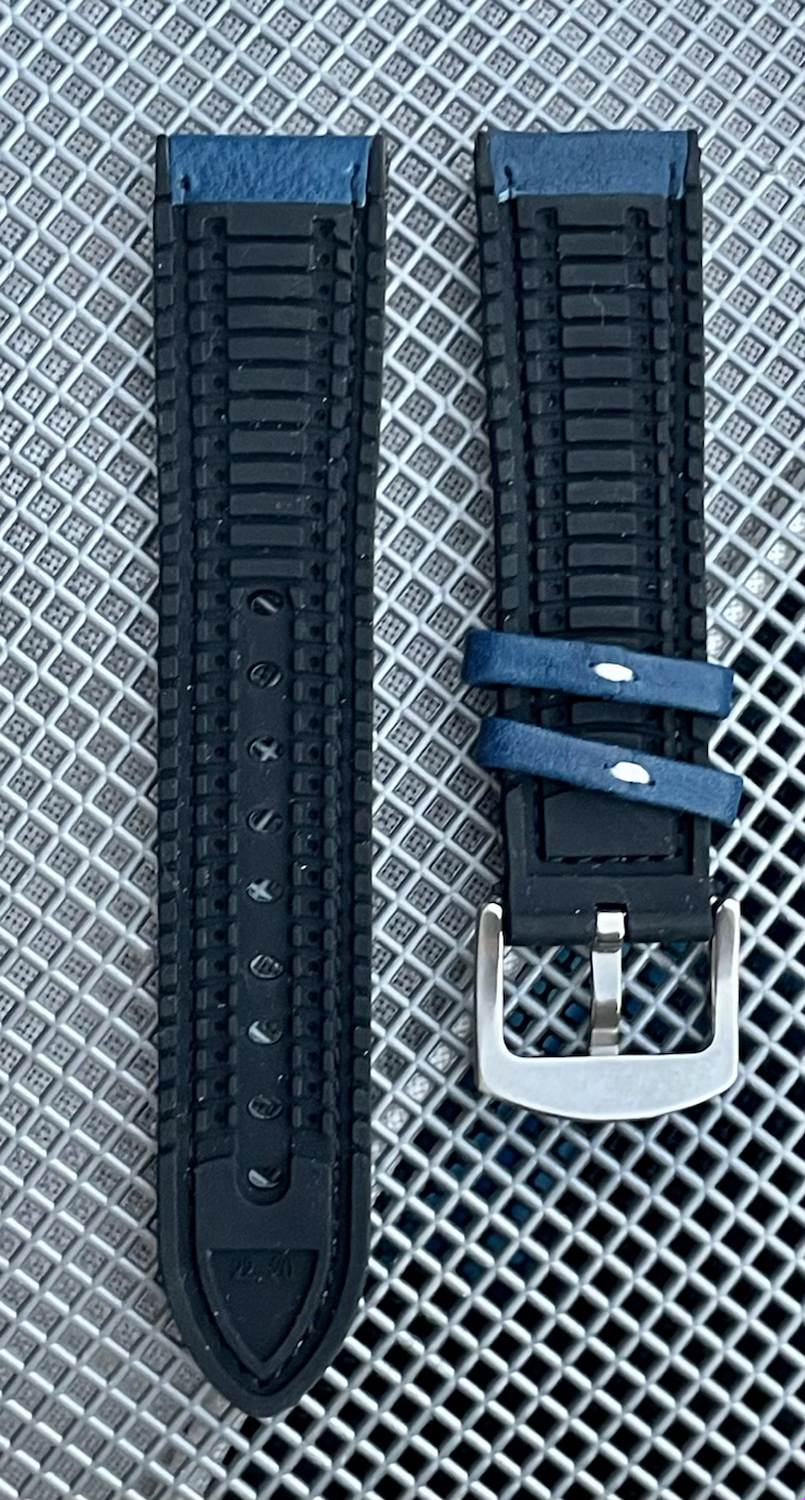 Thumbnail: Waterproof BLUE Nubuck Top Graim leather strap Rubber base