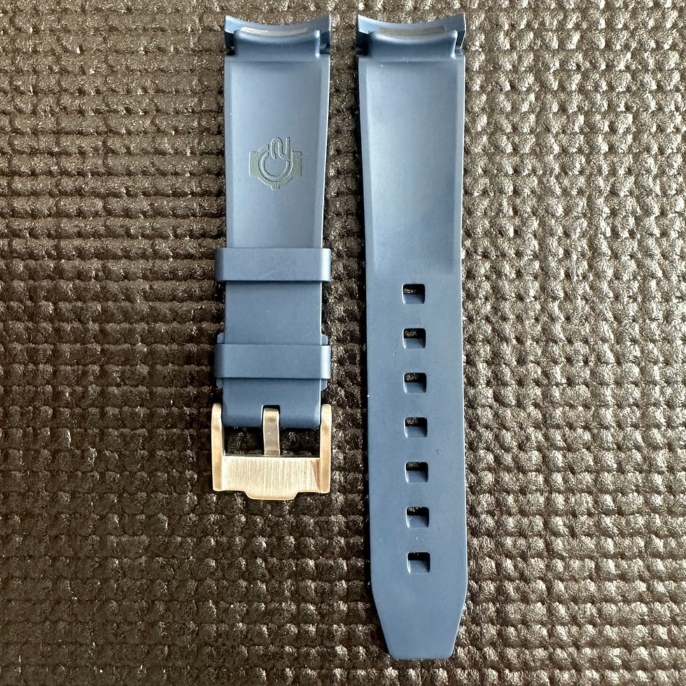 Thumbnail: 20mm BLUE FKM Caoutchouc rubber Strap band Fits some Seiko Watches BLUE Stripe