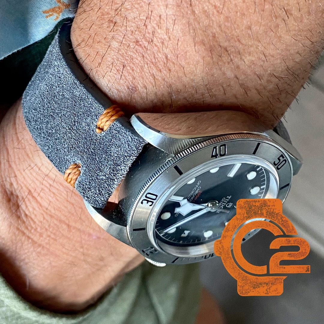 Thick DDA Distressed GRAY suede leather ORANGE stitch