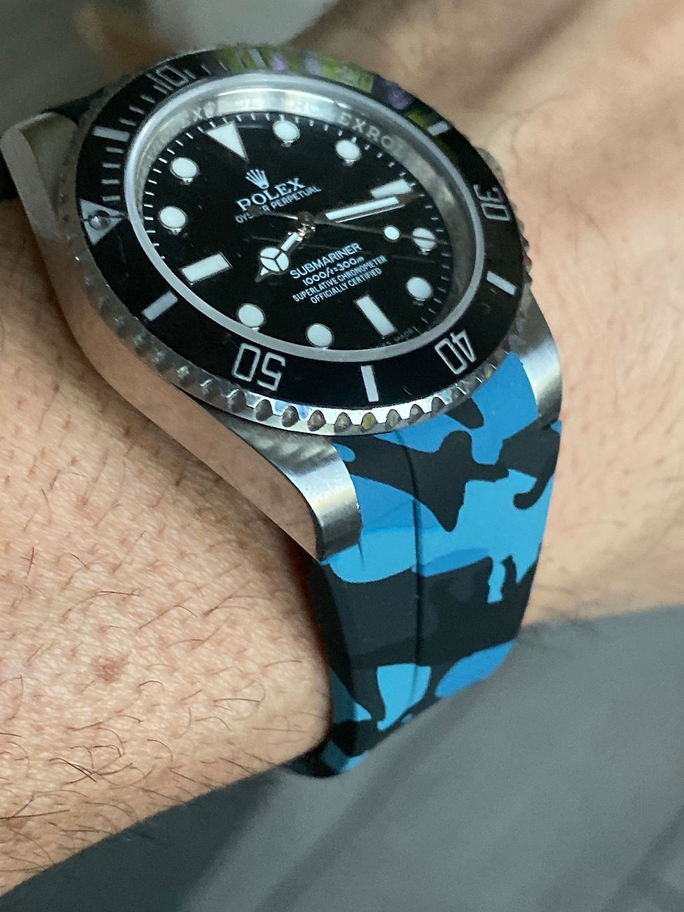 Thumbnail: 20mm Vulcanized Rubber strap for Rolex watches BLUE Camo