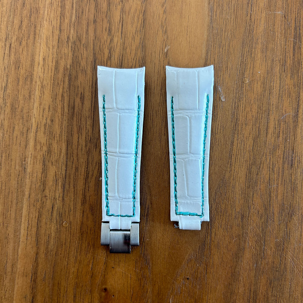 Thumbnail: 20 mm WHITE Alligator Cowhide Rolex submariner AQUA
